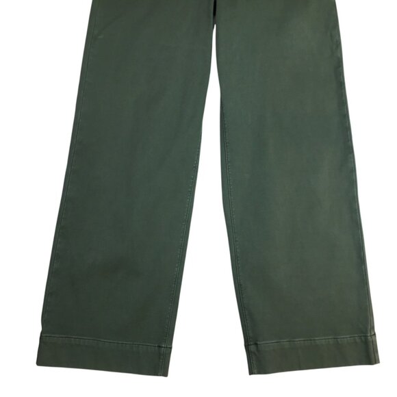 Spanx Twill Crop Wide Leg Pants Olive Green Womens Small Casual High-Waist - Picture 4 of 13